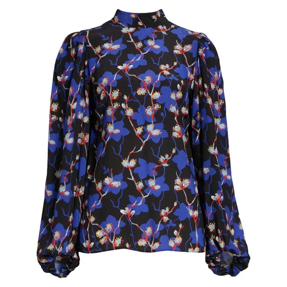 TED BAKER Blue Floral 'Ooma' Open Back Flowy Blouse NWT Ted 1/XS - Picture 6 of 7